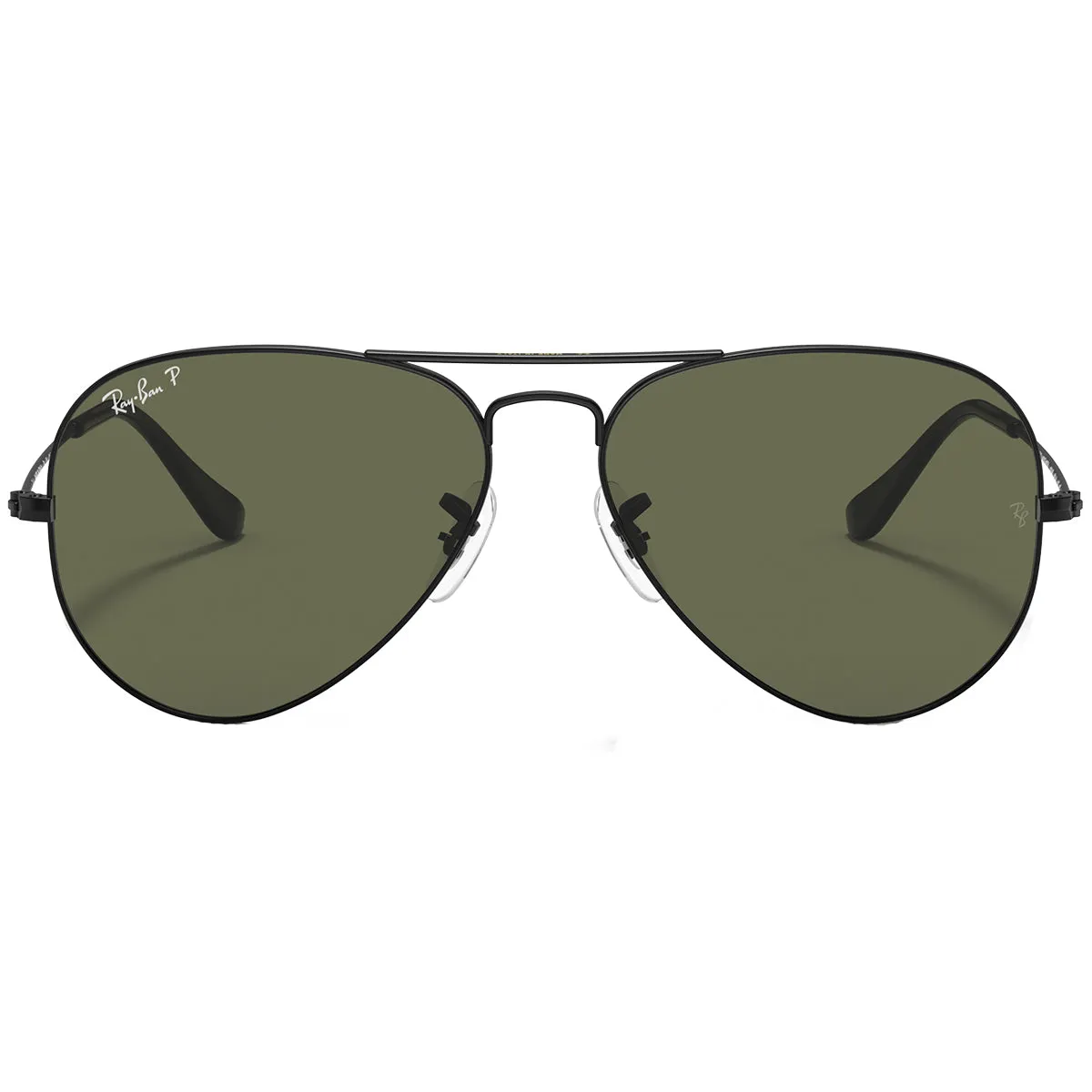 Ray-Ban Aviator Classic Polarized Sunglasses - Polished Black/Green