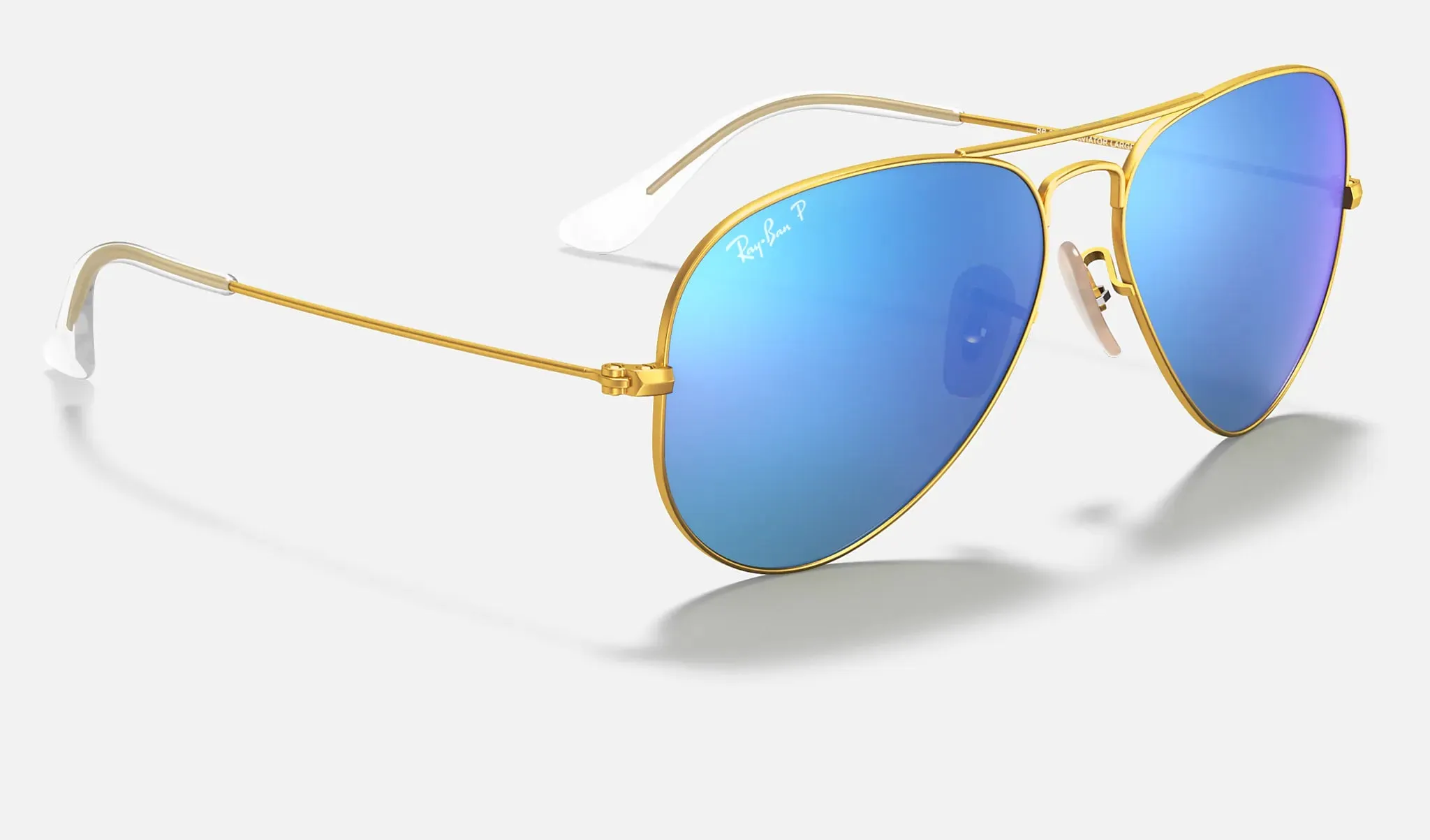 RAY-BAN Aviator Flash Matte Gold - Blue Mirror Polarized Sunglasses
