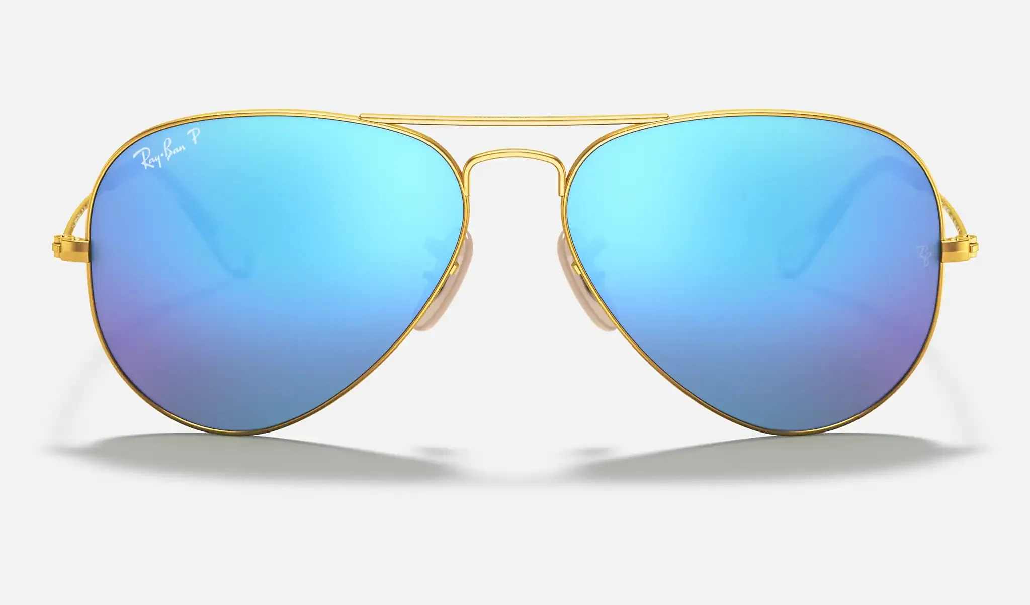 RAY-BAN Aviator Flash Matte Gold - Blue Mirror Polarized Sunglasses
