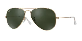 RAY-BAN Aviator Large Arista - Green Classic G-15 Polarized Sunglasses