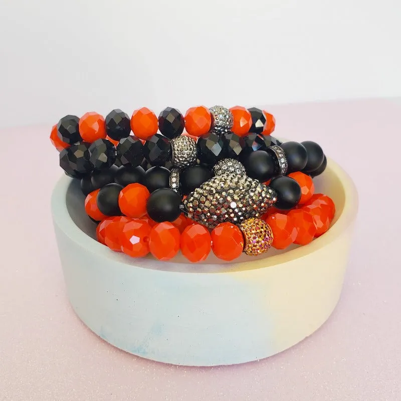Red & Black Bead Bracelet Set
