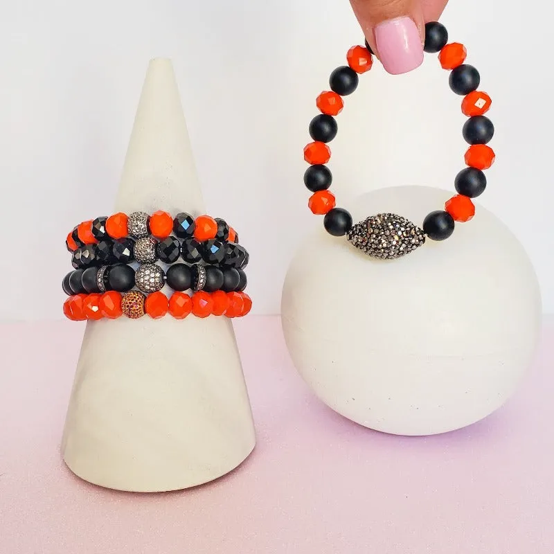 Red & Black Bead Bracelet Set
