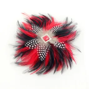 Red and Black Feather Hair Clip & Brooch