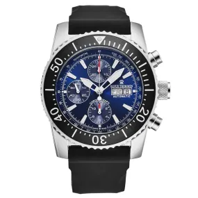 Revue Thommen Men's 17030.6523 'Divers' Blue Dial Day-Date Chronograph Rubber Strap Automatic Watch