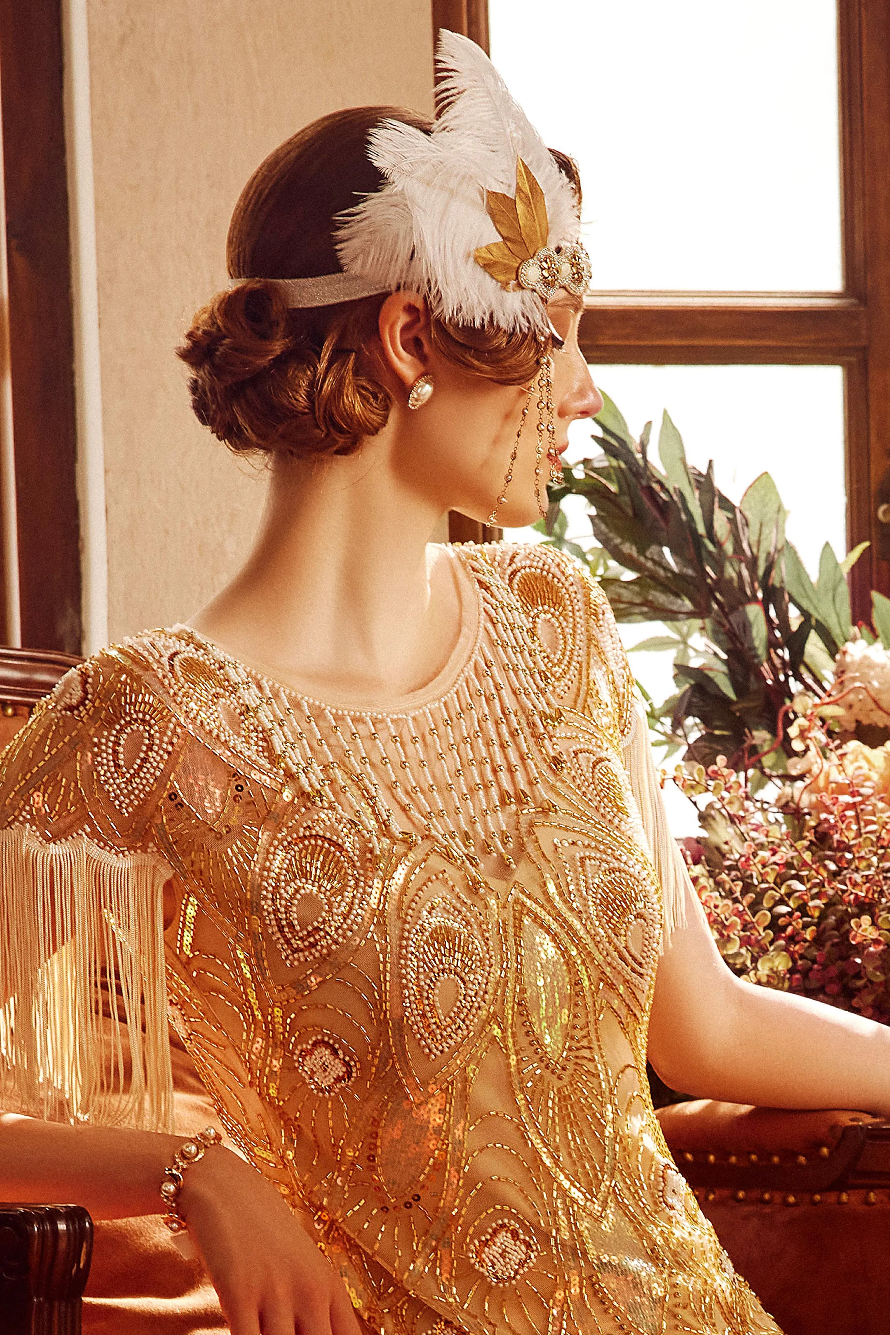 Roaring 20s Leaf Feather Headband