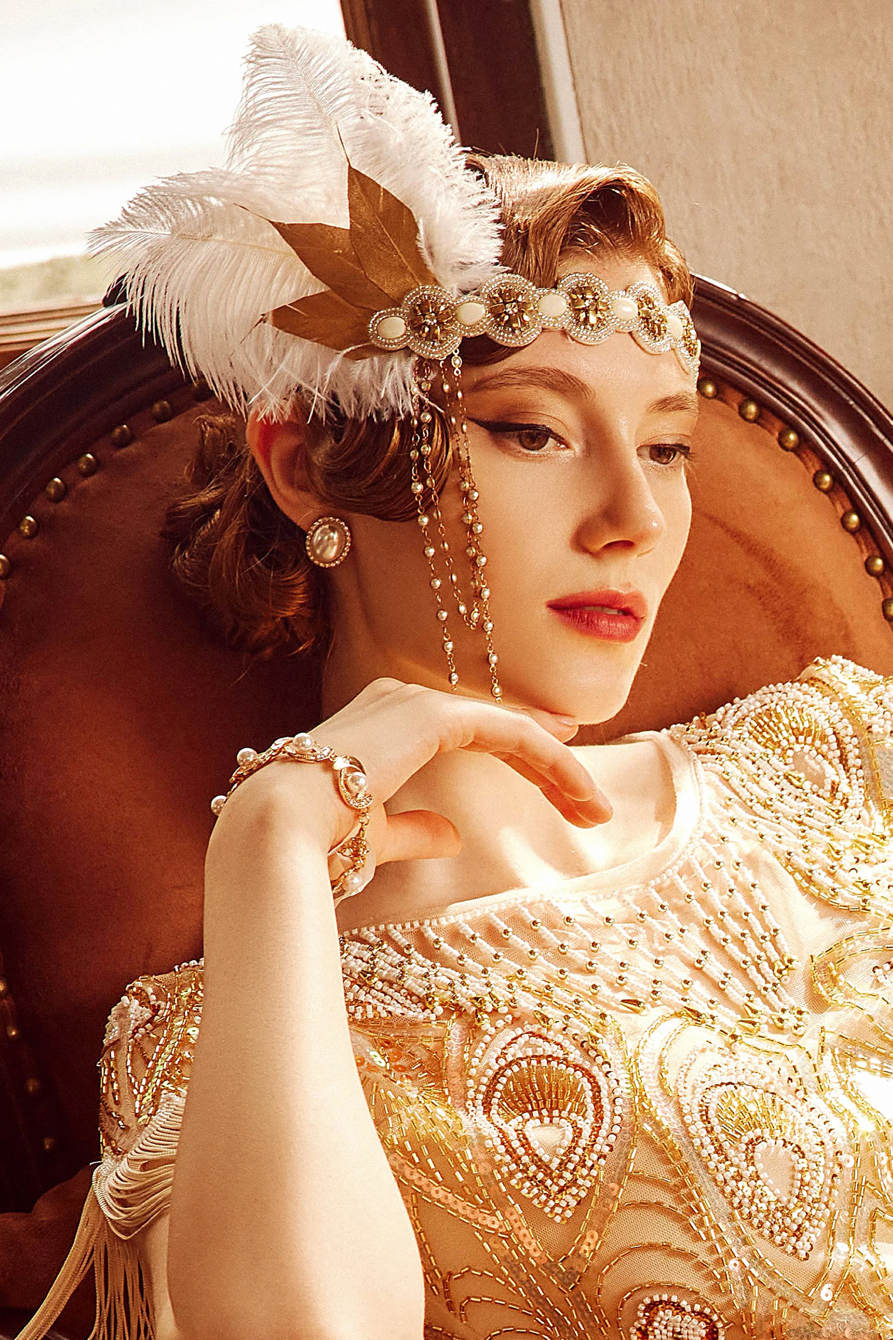 Roaring 20s Leaf Feather Headband