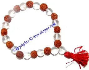Rudraksha Sphatik (Crystal) beads combination bracelet in stretch elastic