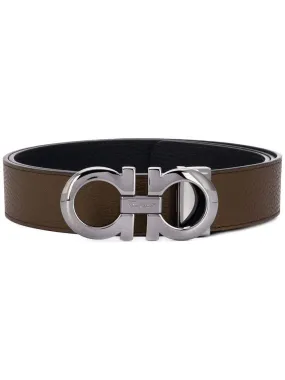 SALVATORE FERRAGAMO Gancini Leather Belt Brown
