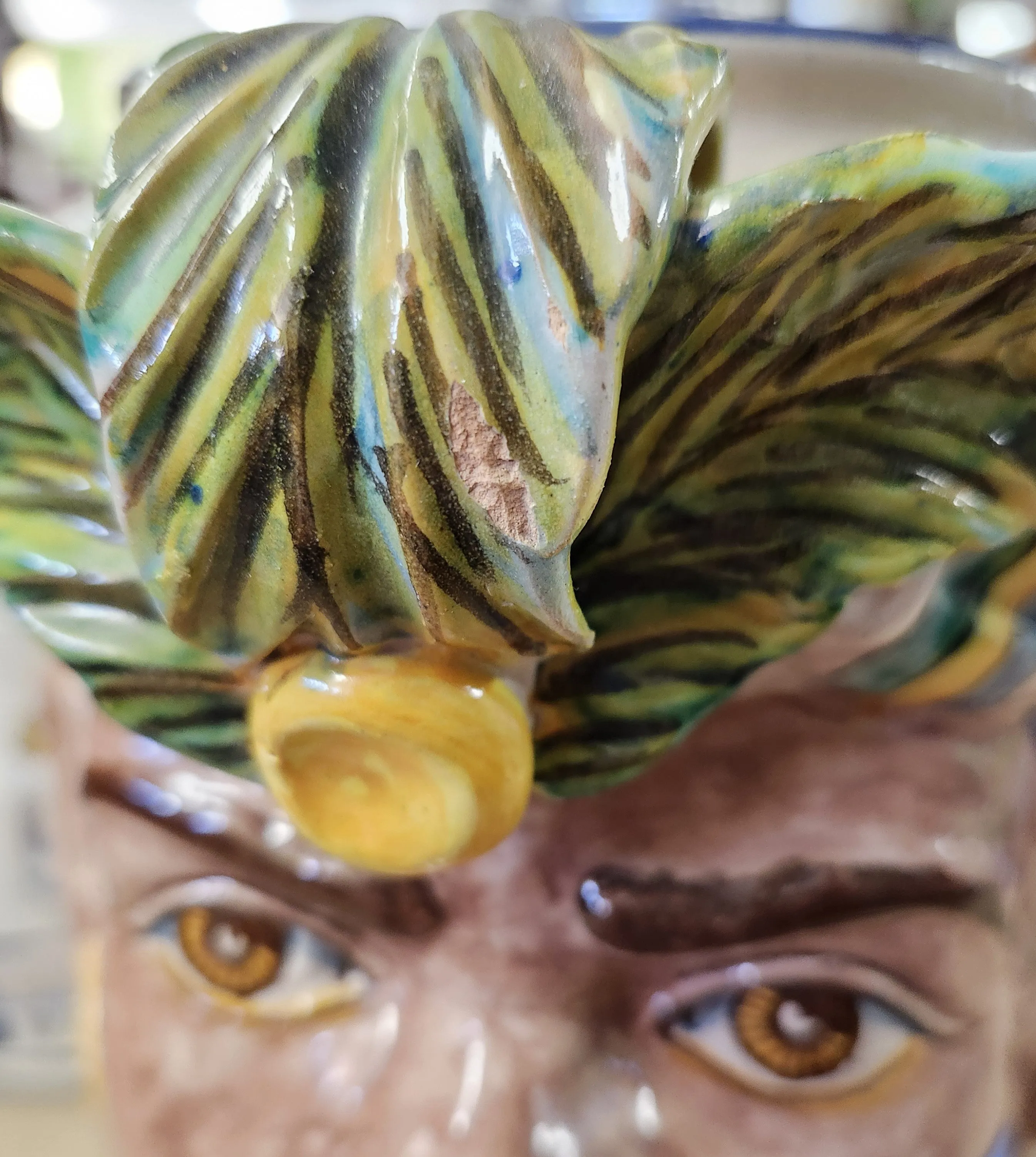 Sicilian Ceramic Moor's Head Planter