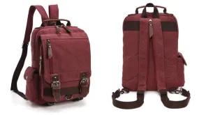 Sling Crossbody Double Strap Zip Canvas Shoulder Bags-Wine Sling Crossbody Double Strap Zip Canvas Shoulder Bags-Wine