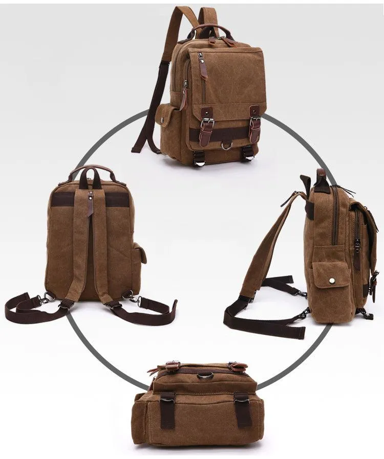 Sling Crossbody Double Strap Zip Canvas Shoulder Bags-Wine