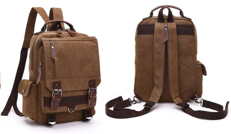 Sling Crossbody Double Strap Zip Canvas Shoulder Bags-Wine