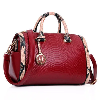 Snake Leather Boston Handbag