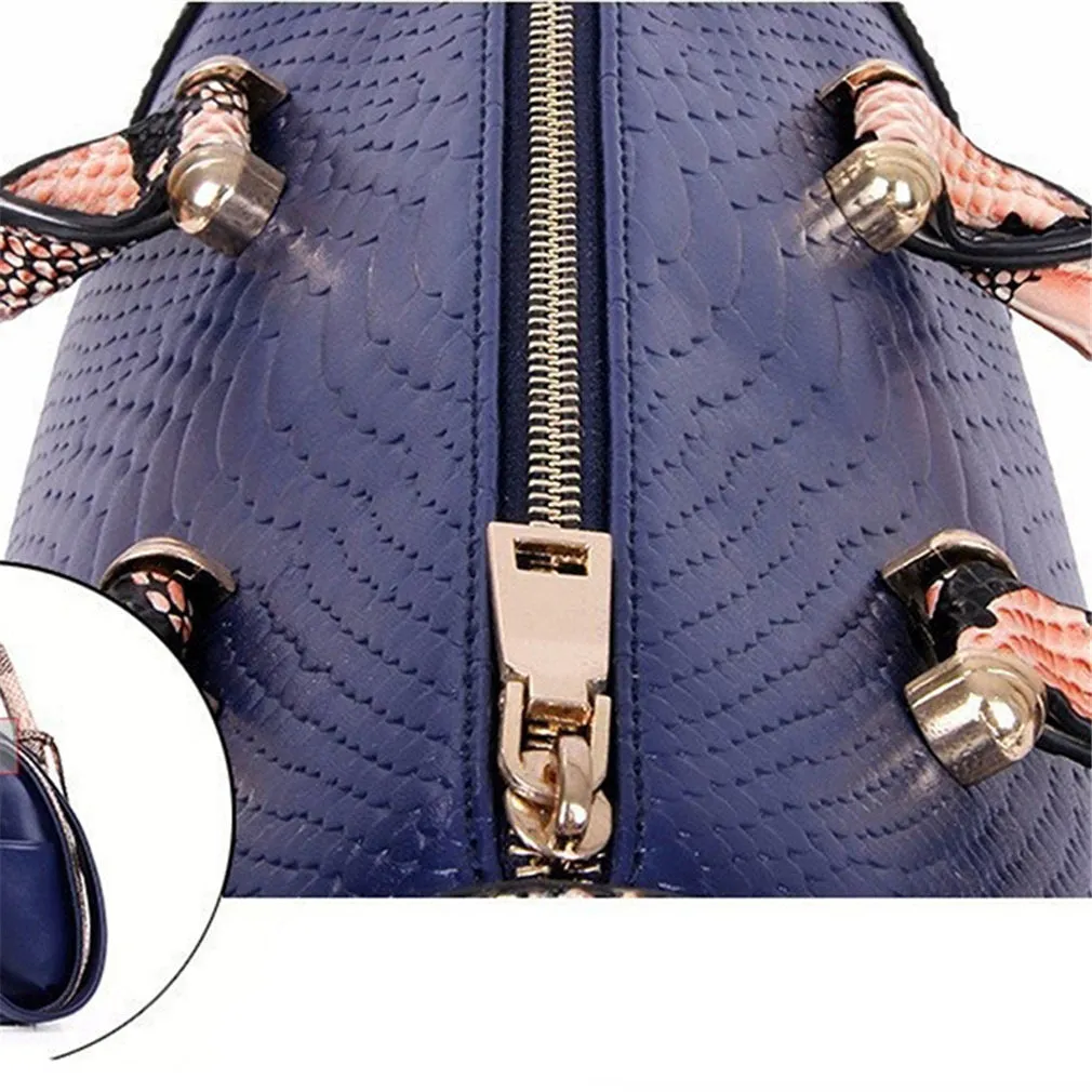 Snake Leather Boston Handbag