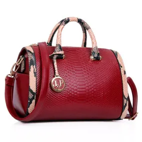 Snake Leather Boston Handbag