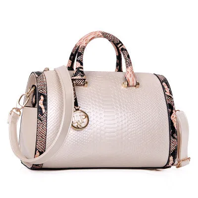Snake Leather Boston Handbag