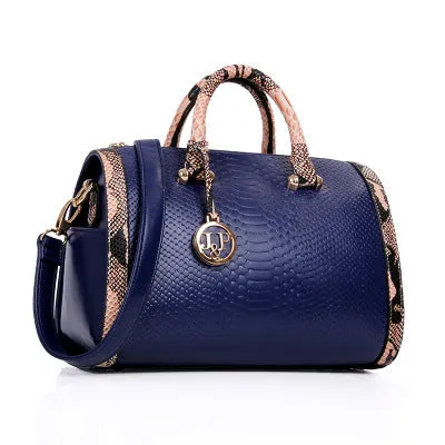 Snake Leather Boston Handbag
