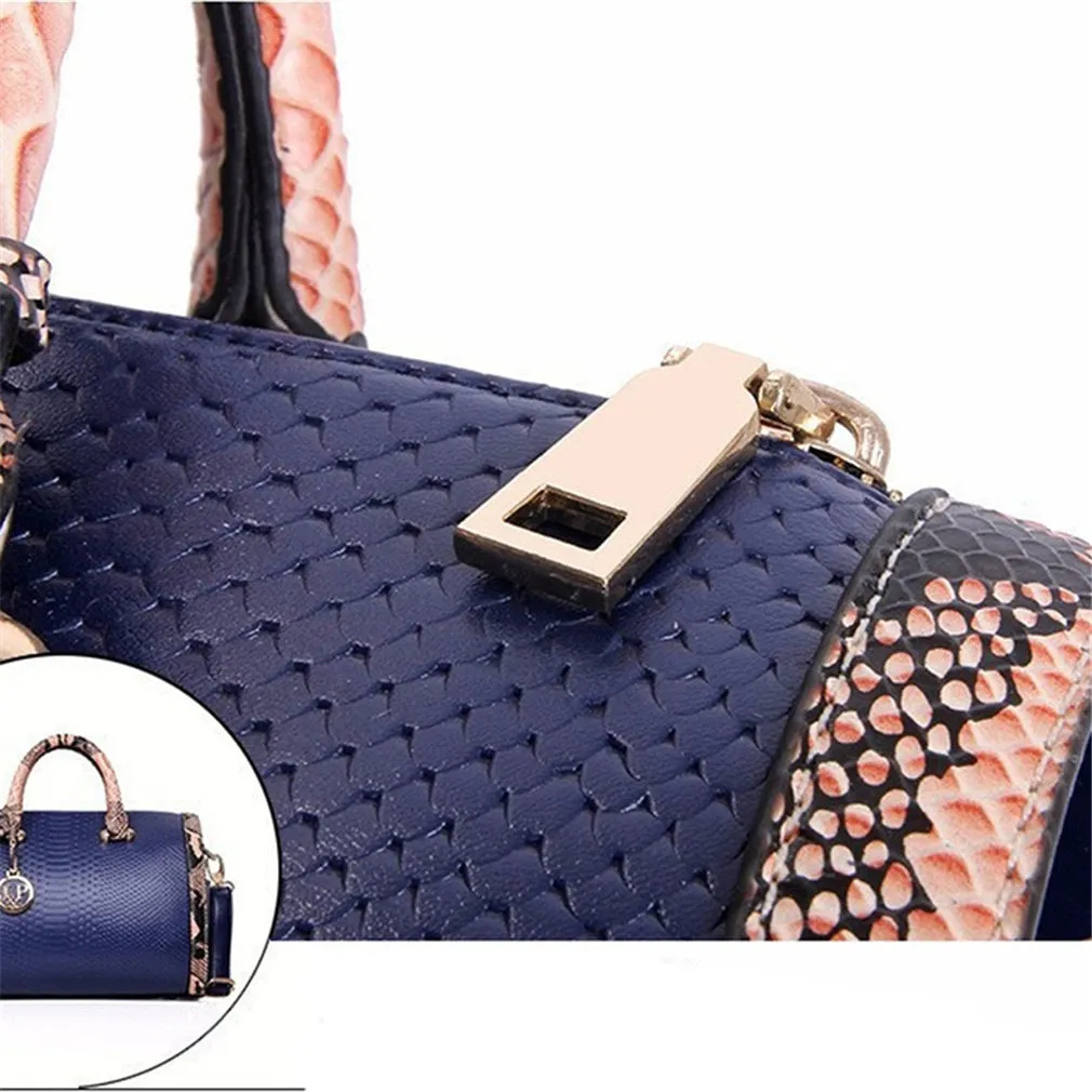 Snake Leather Boston Handbag