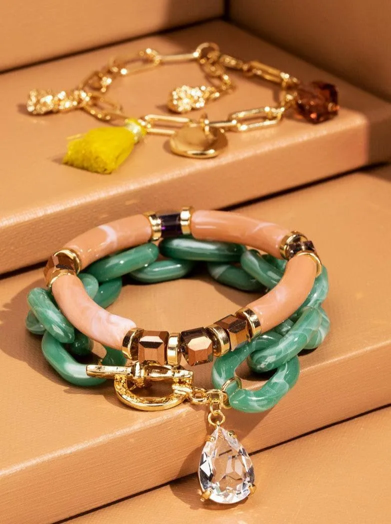 Stackable Acrylic Linked Chain Bracelet Set of 3
