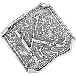 Sterling Silver Initial "A" Vintage-Style Ring