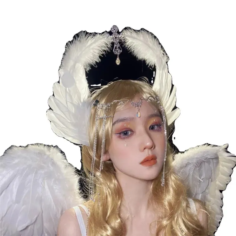 TAVIMART  -  Feather Halo Headdress Female Dress up Wings Hair Accessories Crown Photo Props Headband