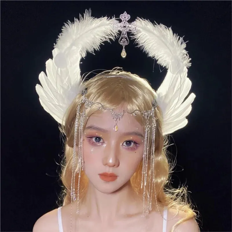 TAVIMART  -  Feather Halo Headdress Female Dress up Wings Hair Accessories Crown Photo Props Headband