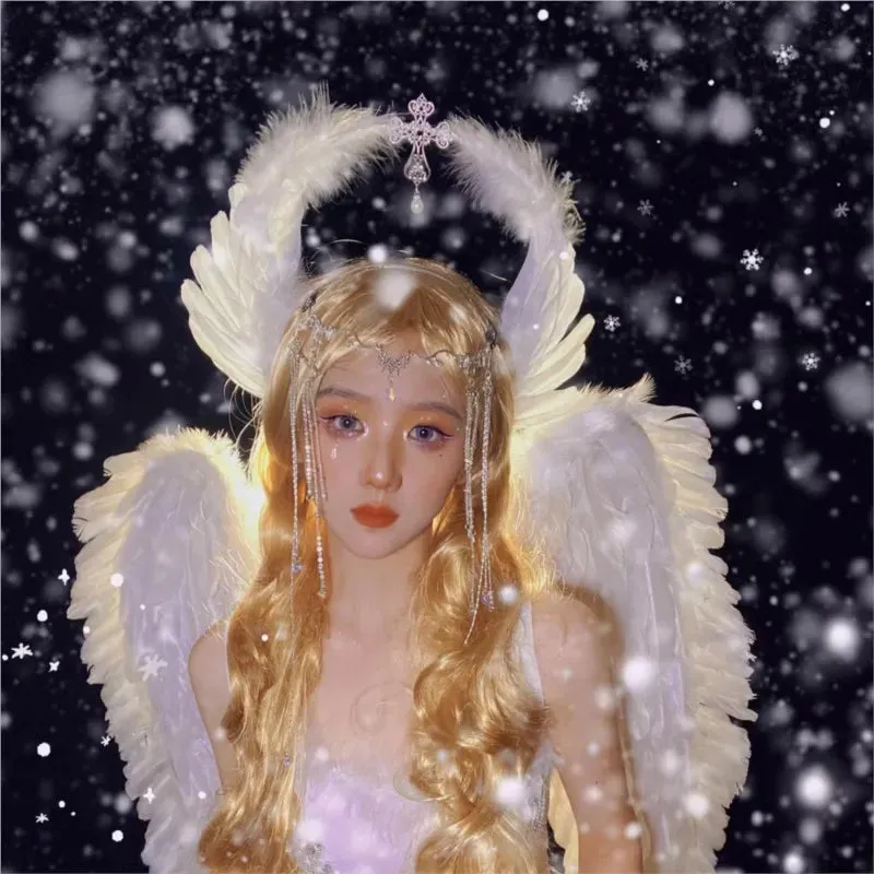 TAVIMART  -  Feather Halo Headdress Female Dress up Wings Hair Accessories Crown Photo Props Headband