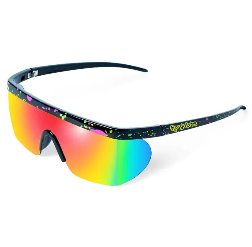 Tipsy Elves Hundo P Retro Sunglasses Black Splatter Paint Fun Frames TE-212