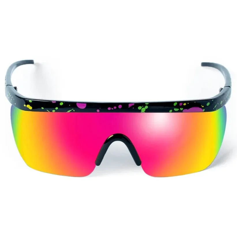 Tipsy Elves Hundo P Retro Sunglasses Black Splatter Paint Fun Frames TE-212