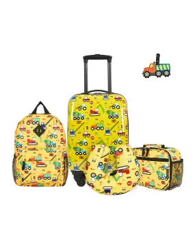 Travelers Club 5 Pieces Kids Luggage Set with 360Â° 4 Wheel Spinner System Car