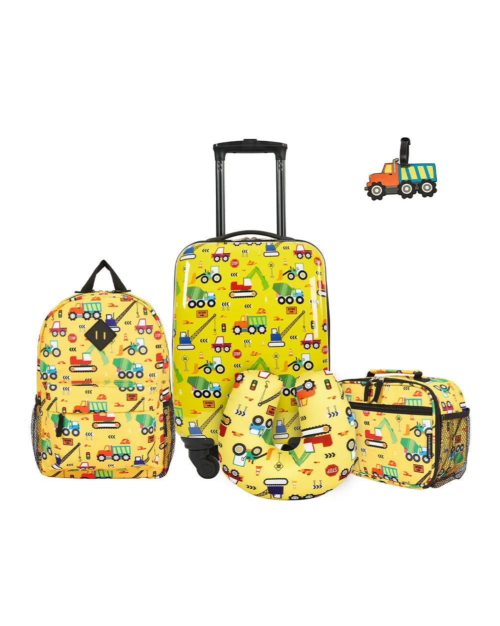 Travelers Club 5 Pieces Kids Luggage Set with 360Â° 4 Wheel Spinner System Car