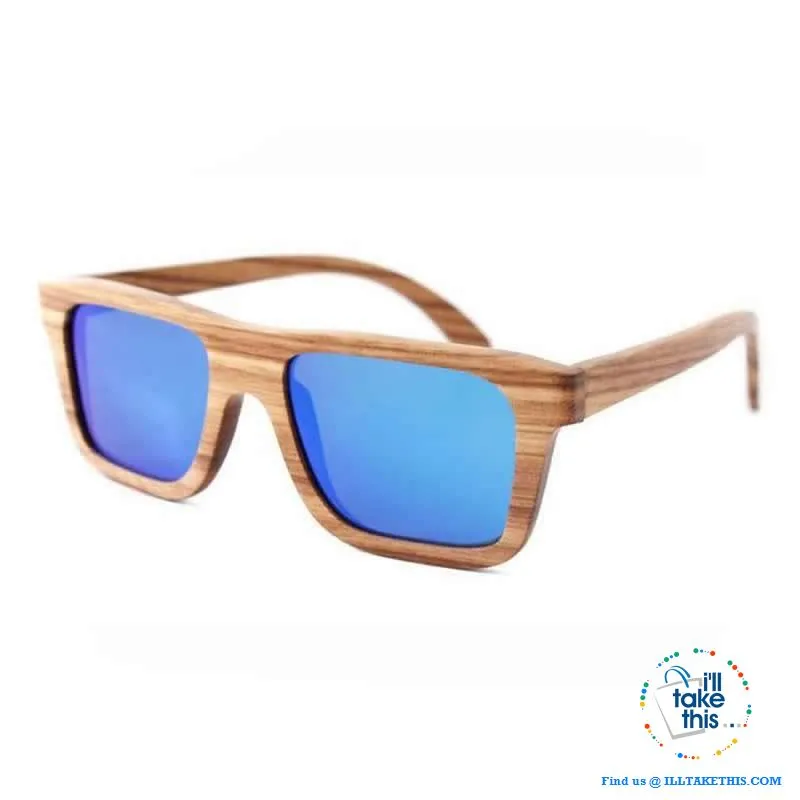 Unisex Design Zebra Wooden Wayfarer styled Retro Sunglasses