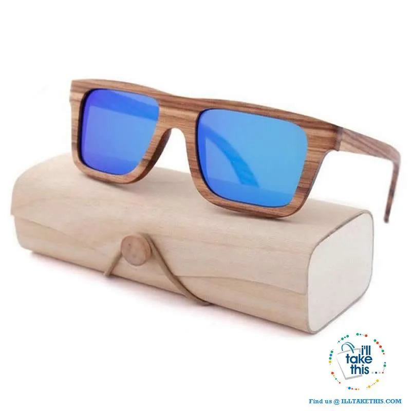 Unisex Design Zebra Wooden Wayfarer styled Retro Sunglasses
