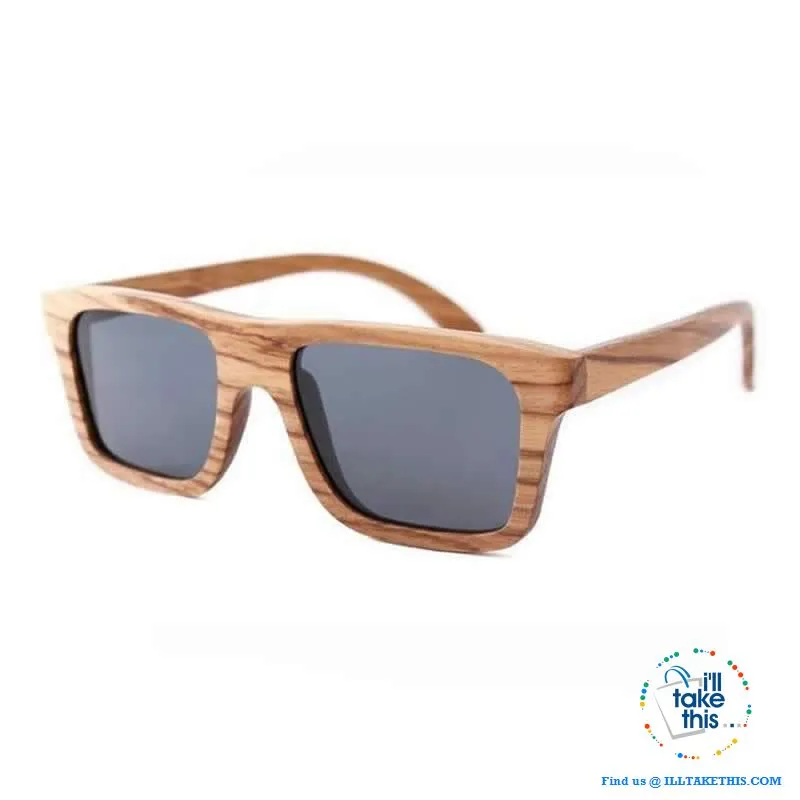 Unisex Design Zebra Wooden Wayfarer styled Retro Sunglasses