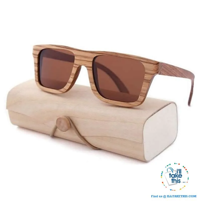Unisex Design Zebra Wooden Wayfarer styled Retro Sunglasses