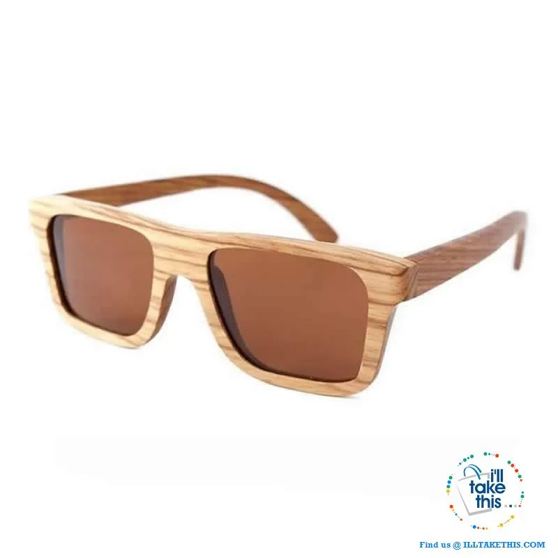 Unisex Design Zebra Wooden Wayfarer styled Retro Sunglasses