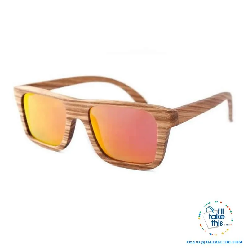 Unisex Design Zebra Wooden Wayfarer styled Retro Sunglasses