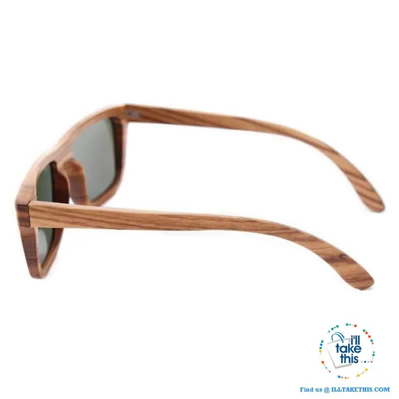Unisex Design Zebra Wooden Wayfarer styled Retro Sunglasses