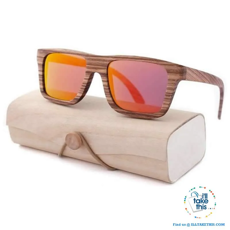 Unisex Design Zebra Wooden Wayfarer styled Retro Sunglasses