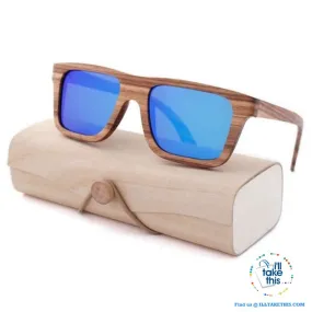Unisex Design Zebra Wooden Wayfarer styled Retro Sunglasses