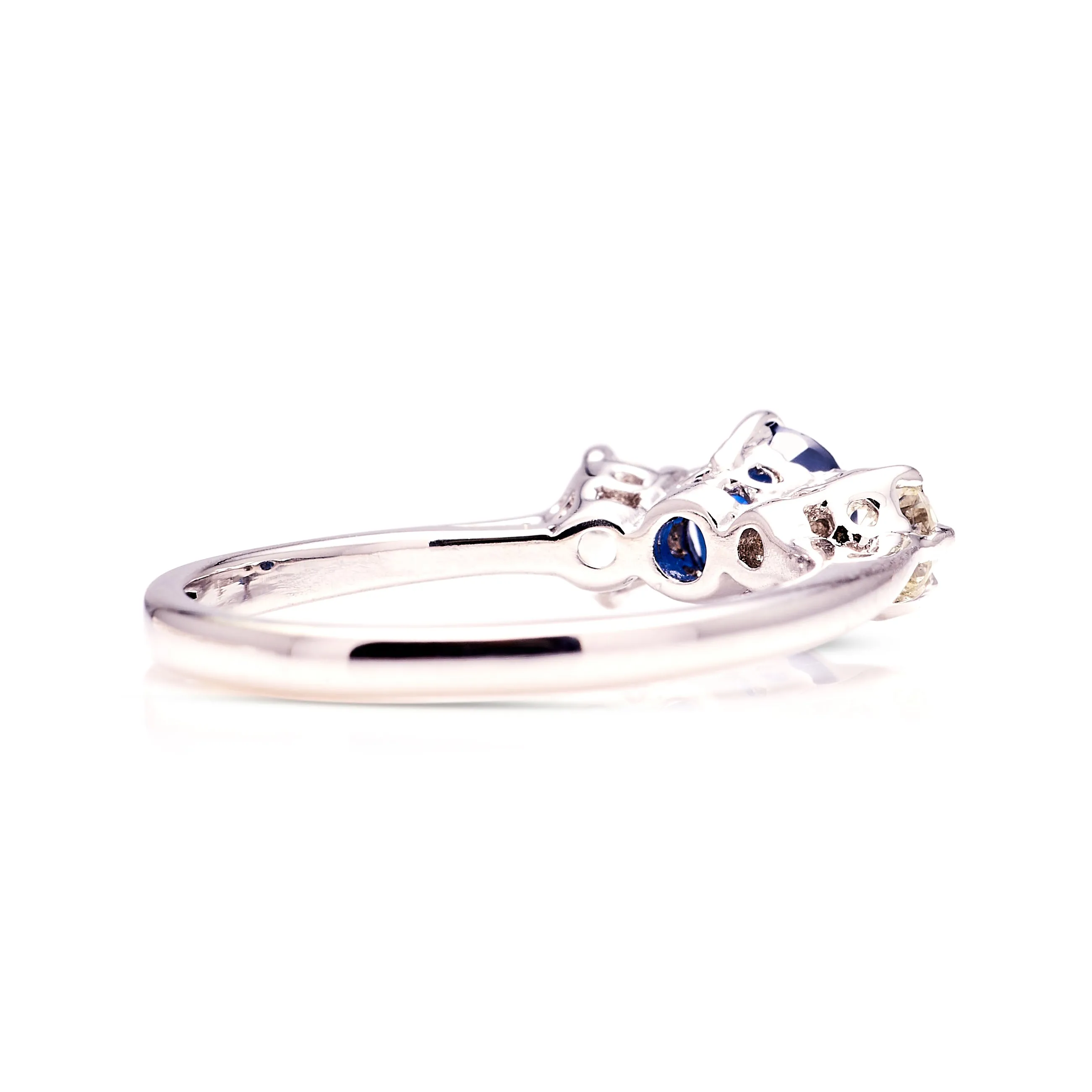 Vintage, 1960s sapphire & diamond three-stone ring