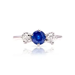 Vintage, 1960s sapphire & diamond three-stone ring