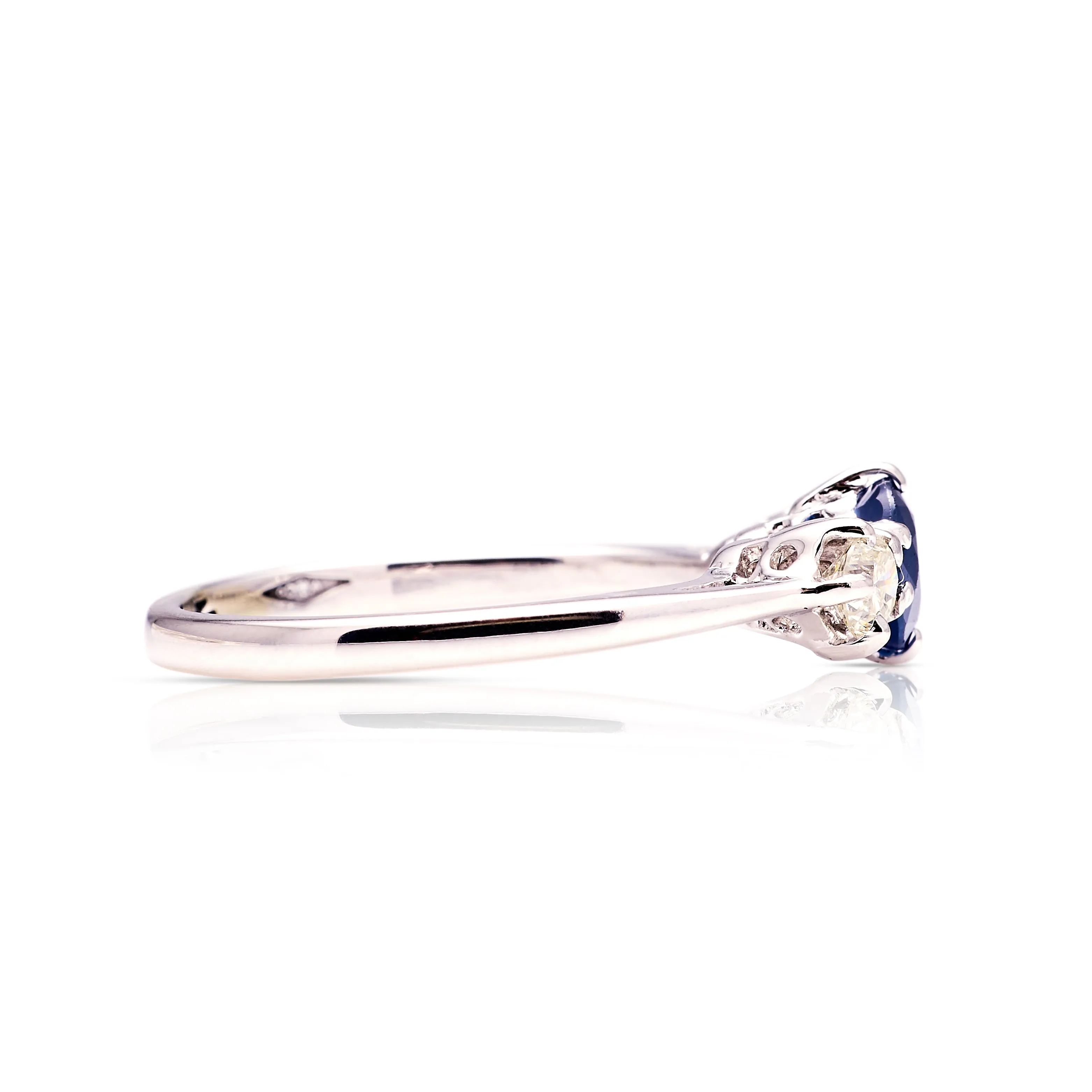 Vintage, 1960s sapphire & diamond three-stone ring