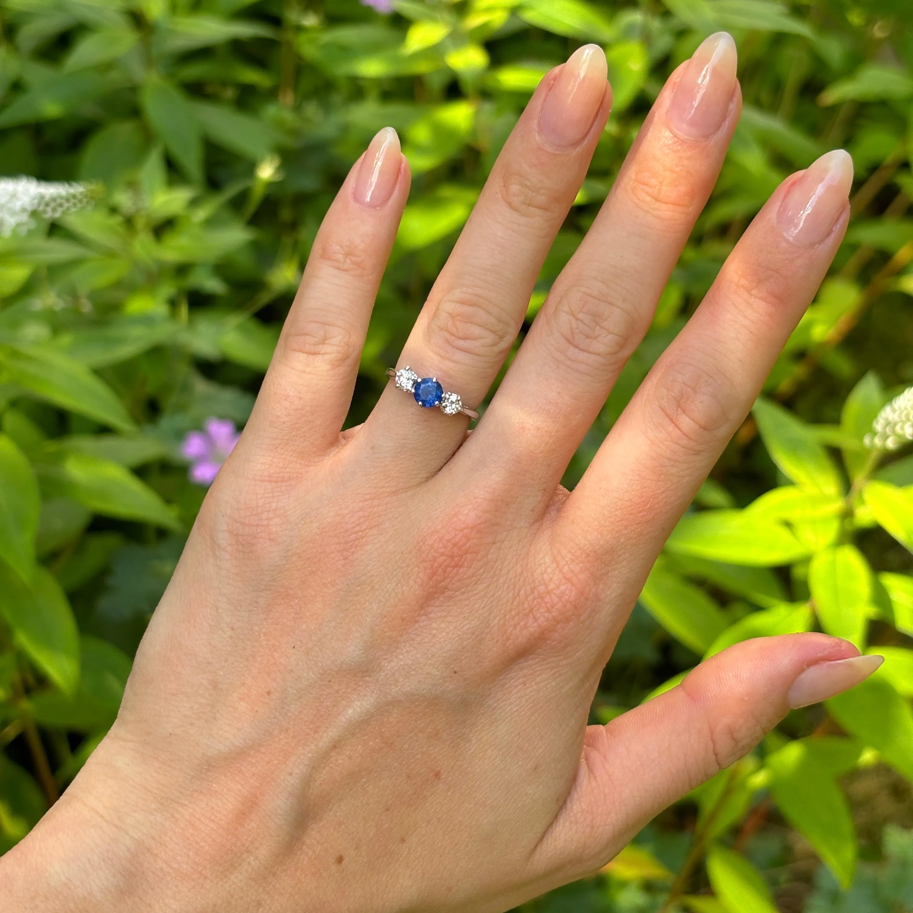 Vintage, 1960s sapphire & diamond three-stone ring