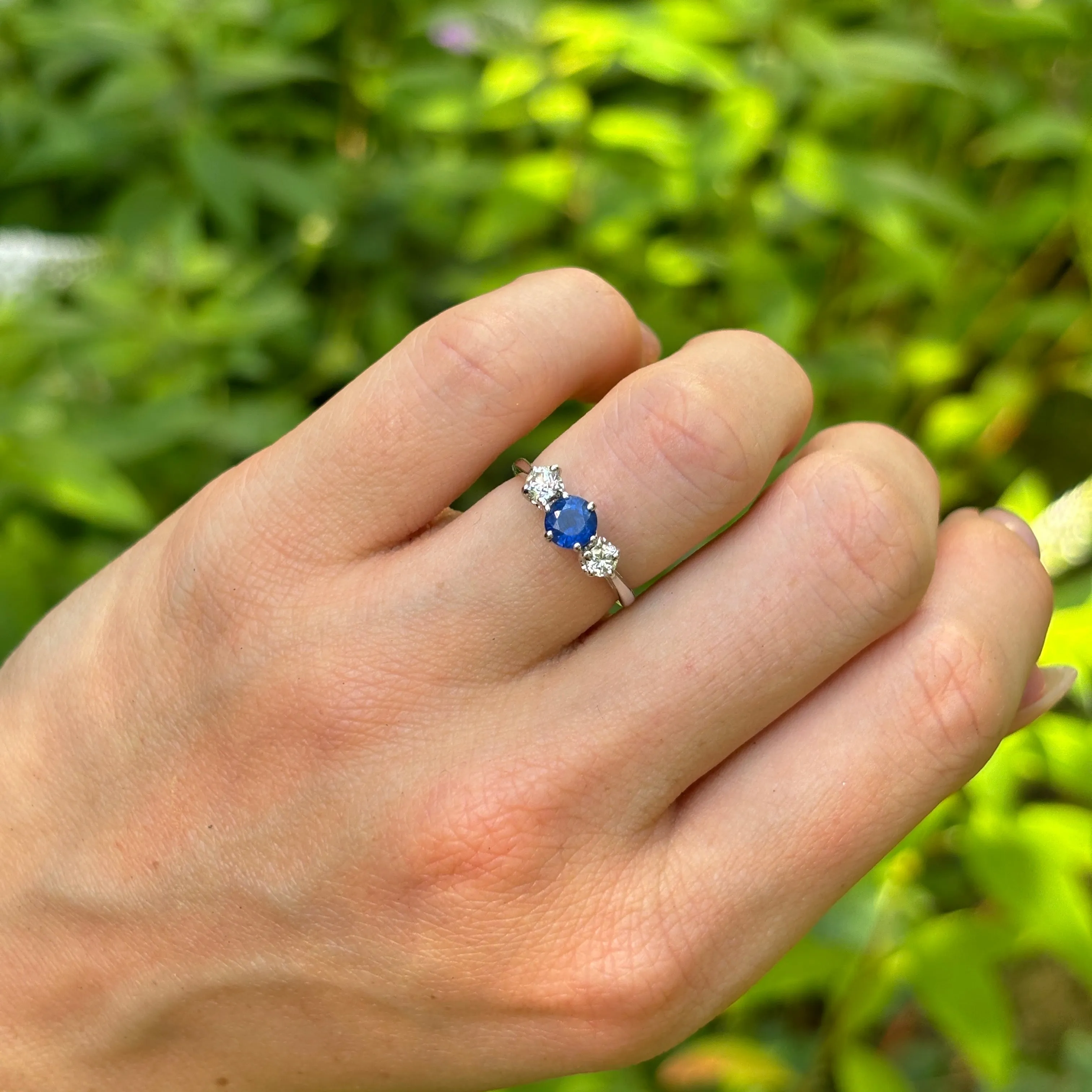 Vintage, 1960s sapphire & diamond three-stone ring