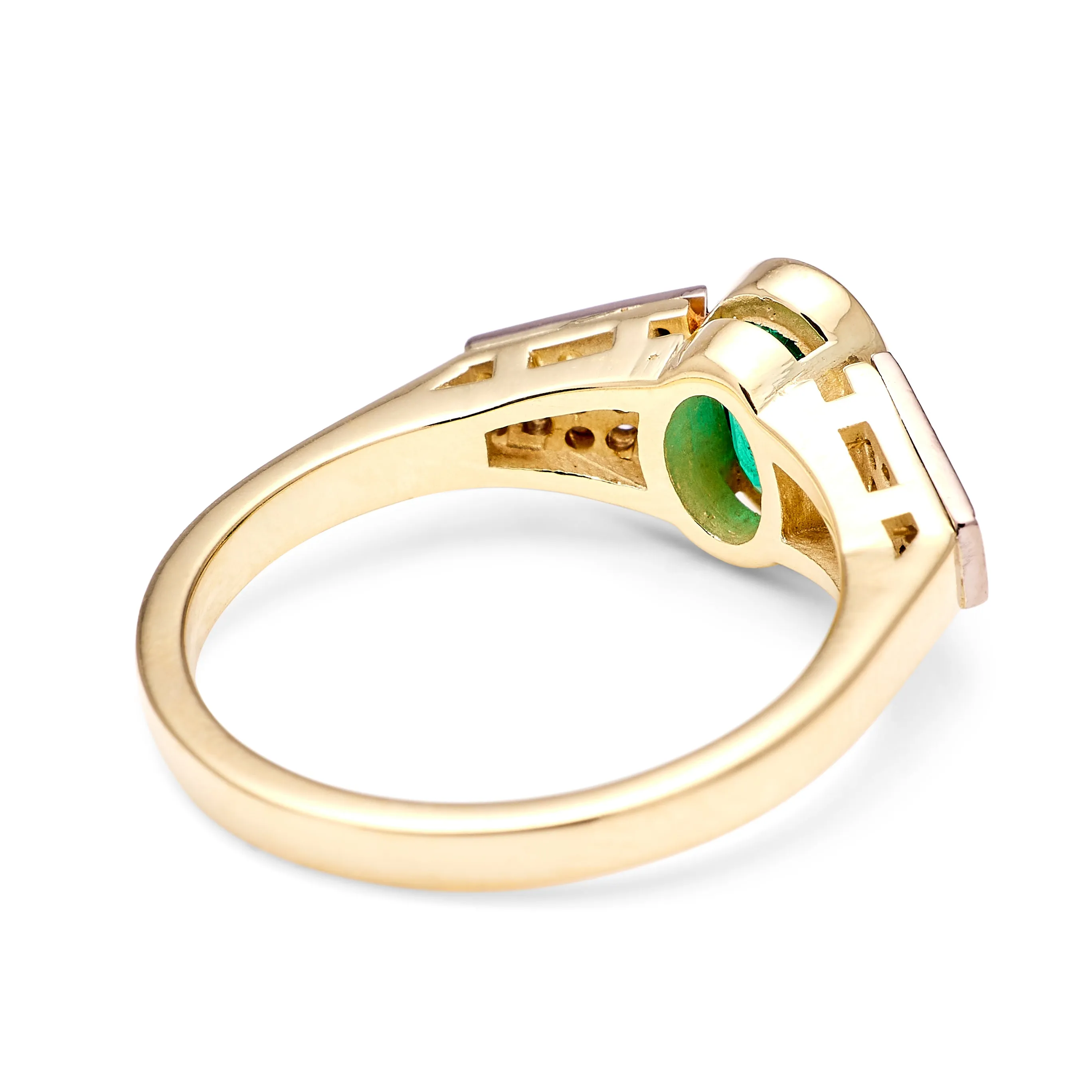 Vintage, 1970s inspired emerald & diamond ring