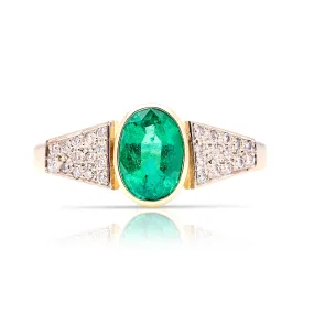 Vintage, 1970s inspired emerald & diamond ring