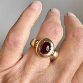 Vintage Domed Amethyst OVal Cut Cabochon 14k Gold Vermeil Rings
