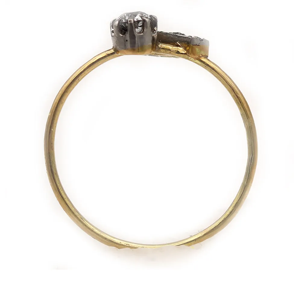 Vintage Old Mine Cut Diamond Ring with Side Stones