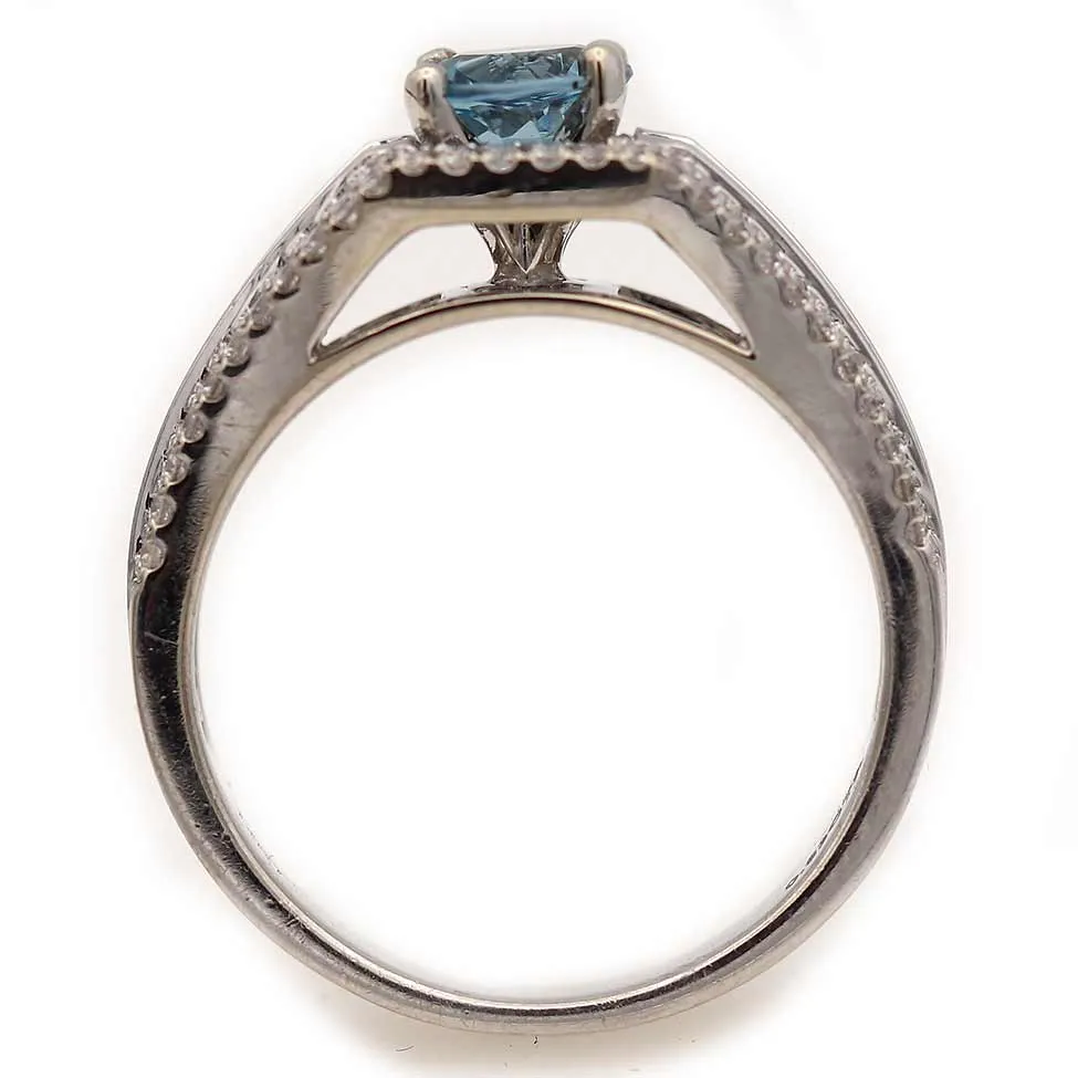 Vintage Style 1.55 CTW Aquamarine Baguette Cut Engagement Ring